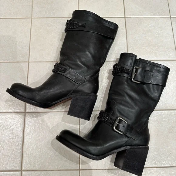 Vera Wang Lavender Label Jeweled Moto Boots - Size 6 - Picture 7 of 8